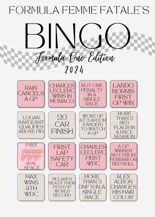 FFF Pink Bingo Card